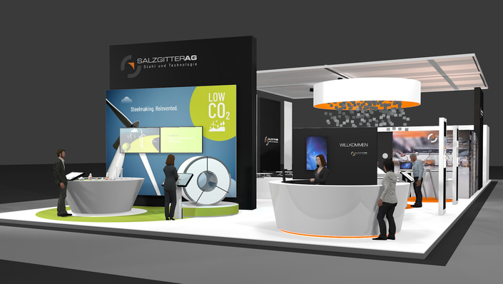 3D-Rendering der Standplanung der Blechexpo 2021
